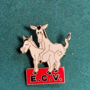 Source Unknown E.C.V. Donkey Pin - Red and‎ Cream